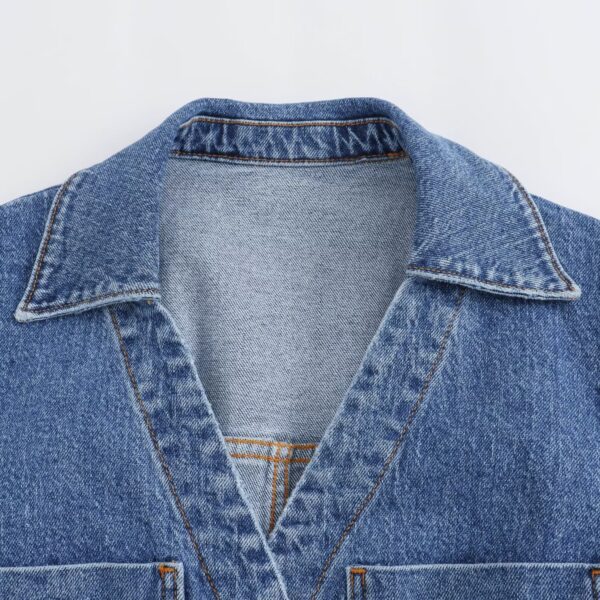 New Fashion Casual Breasted Mini Waist Denim Dress - Image 6
