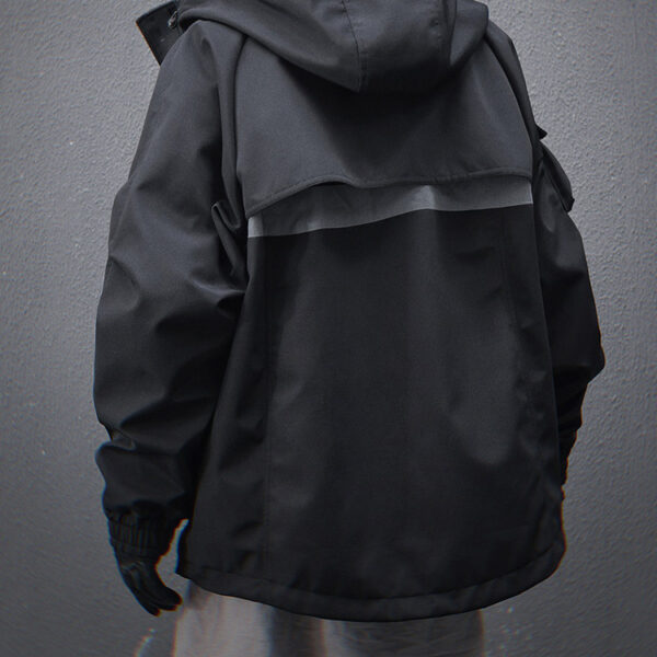 Mechanical Style Multi-pocket Loose Casual Hooded Jacket - Image 5