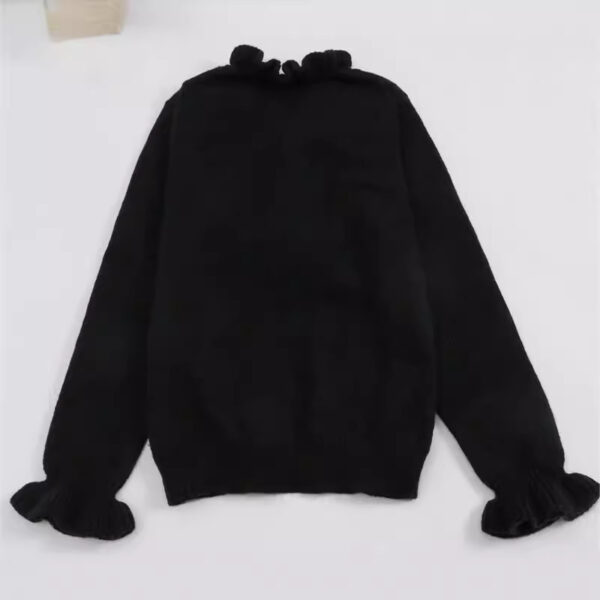 Winter V-neck Ruffled Knitted Sweater Fashion Pullover Long-sleeved Tops For Women - Image 5