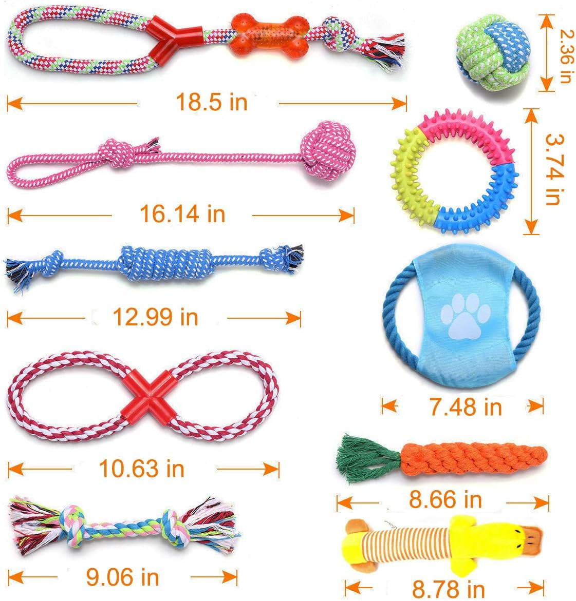 15pcs Tough Dog Toys Bundle Chew Rope Knot Ball Squeakers Pet Puppy Teething Random Send - Image 3