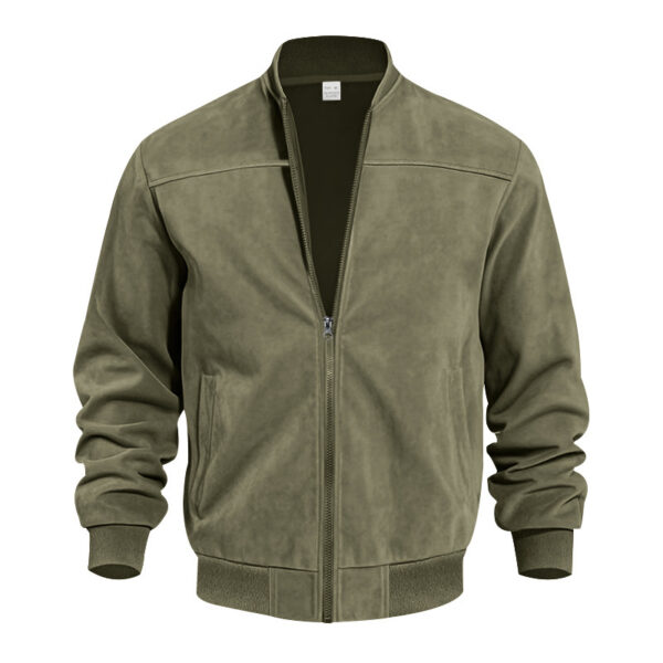 Men's Casual Plus Size Suede Zipper Men's Jacket - Image 2