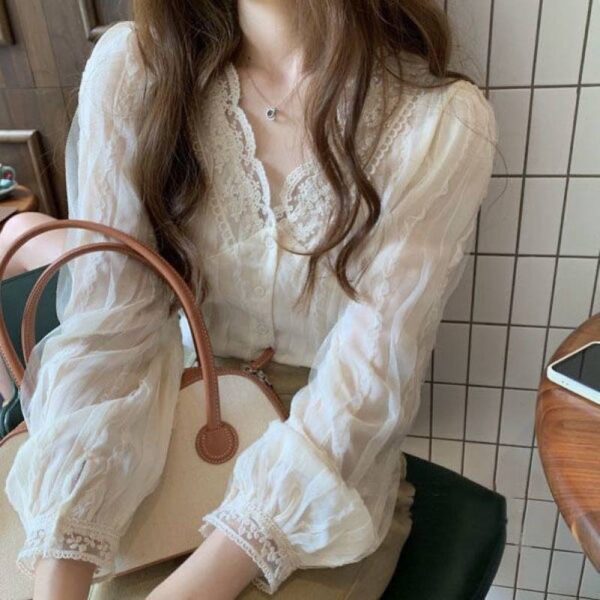 Gentle And All-match Chiffon Sweet Chic Blouse - Image 3