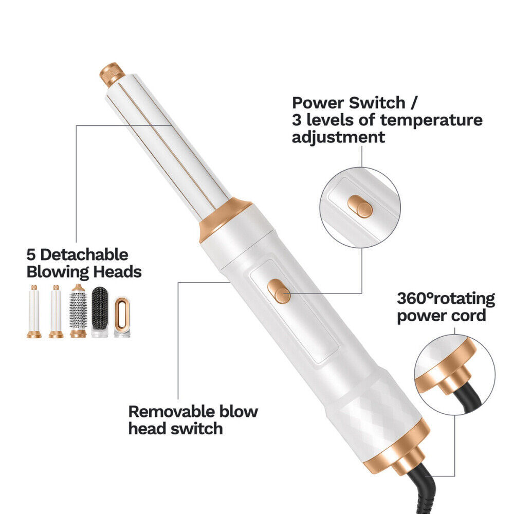 5 IN 1 Pro Air Wrap Blow Hair Styler Curler Straightener Hot Air Comb Brush Gift - Image 2