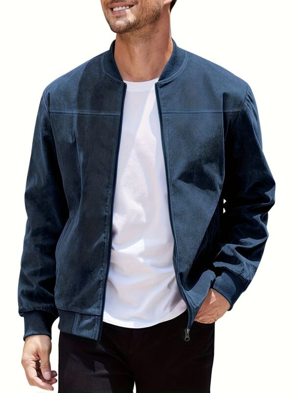 Men's Casual Plus Size Suede Zipper Men's Jacket - Image 4