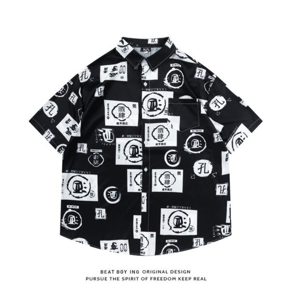Full Printed Short Sleeve Shirt Loose - Image 5