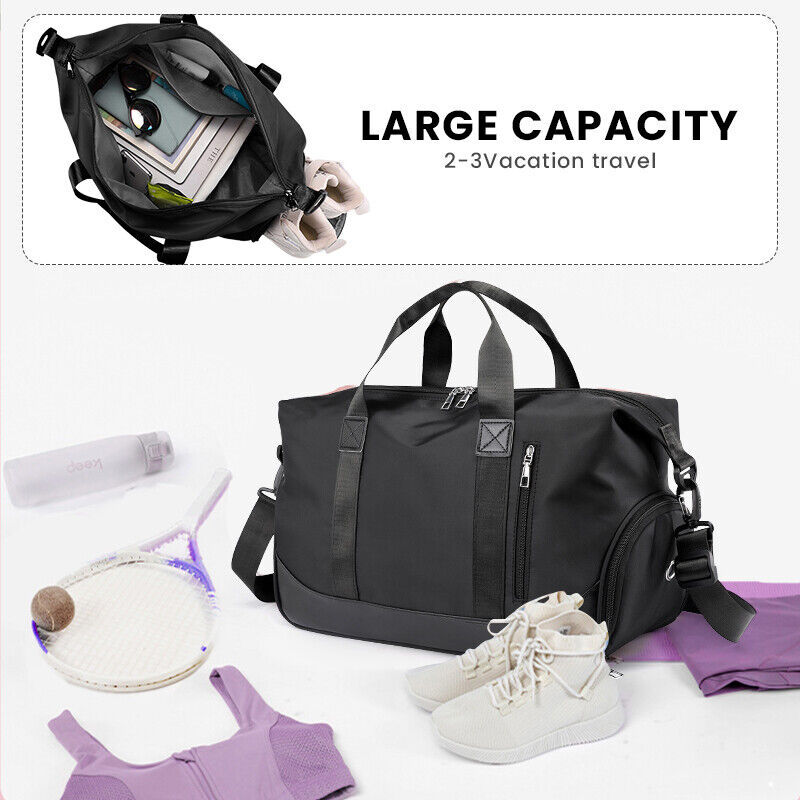 Men Women Gym Duffle Bag Waterproof Large Weekend Travel Sport Holdall Luggage