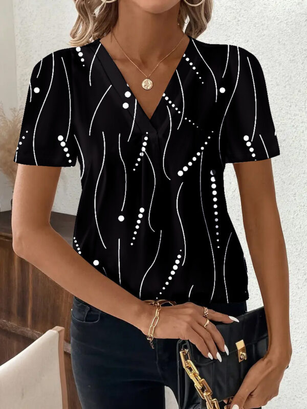 Fashion Casual Printing V-neck Top - Image 3