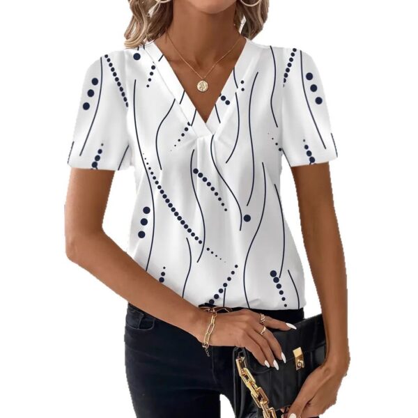 Fashion Casual Printing V-neck Top - Image 6