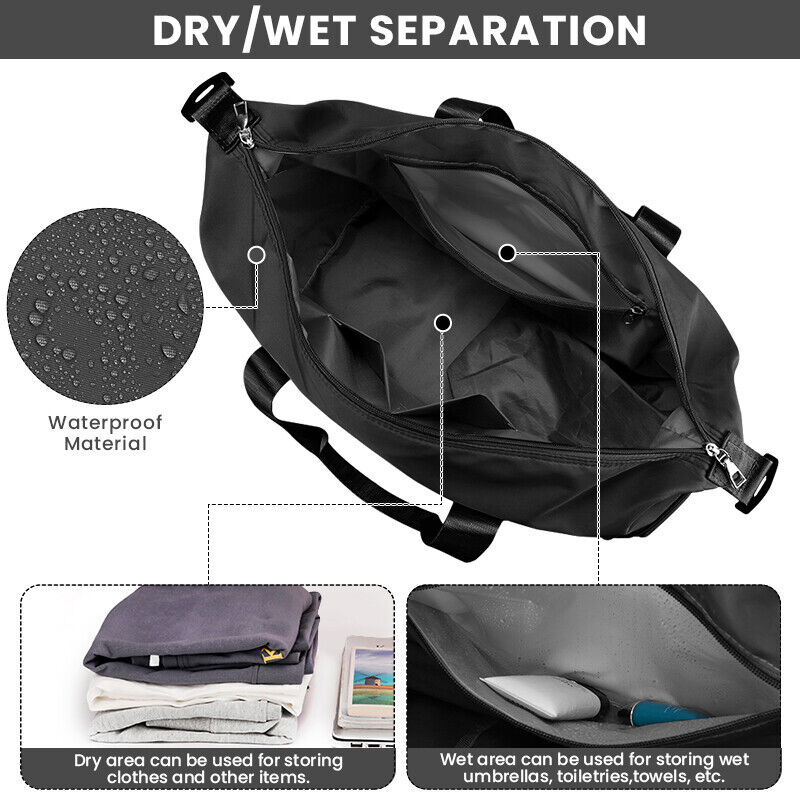 Men Women Gym Duffle Bag Waterproof Large Weekend Travel Sport Holdall Luggage - Image 2