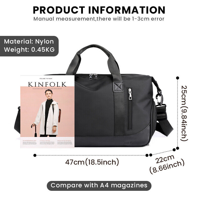 Men Women Gym Duffle Bag Waterproof Large Weekend Travel Sport Holdall Luggage - Image 4