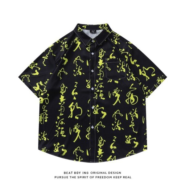 Full Printed Short Sleeve Shirt Loose - Image 4