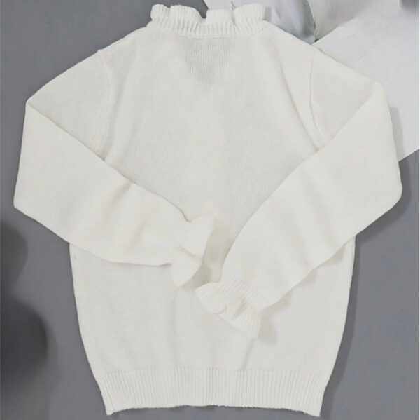 Winter V-neck Ruffled Knitted Sweater Fashion Pullover Long-sleeved Tops For Women - Image 6