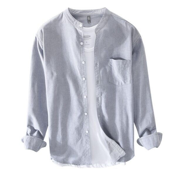 Men's Small Stand Collar Casual Shirt - Image 4