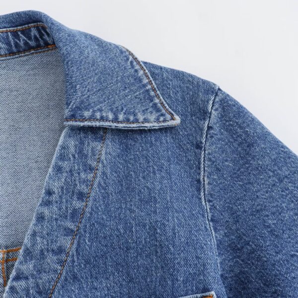 New Fashion Casual Breasted Mini Waist Denim Dress - Image 3