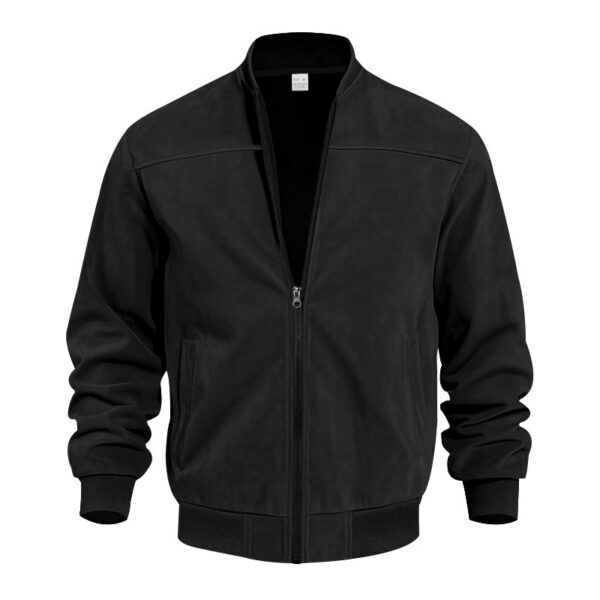 Men's Casual Plus Size Suede Zipper Men's Jacket - Image 9