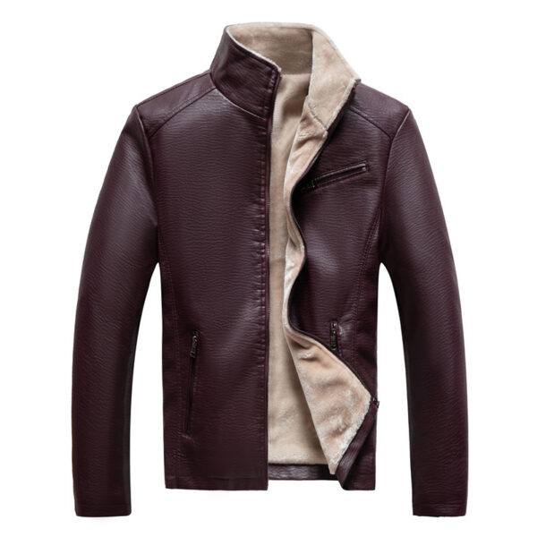 Men's Leather Jacket Warm Motorcycle Clothing - Image 2